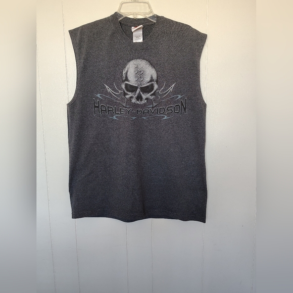 Harley-Davidson Charcoal Skull Tank Top Size L - Picture 1 of 6
